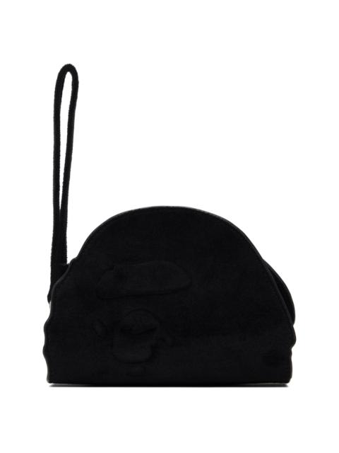 A BATHING APE® Black Ape Head Suede Pouch