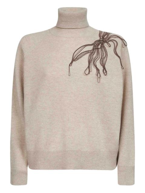 Brunello Cucinelli roll-neck embroidered sweater