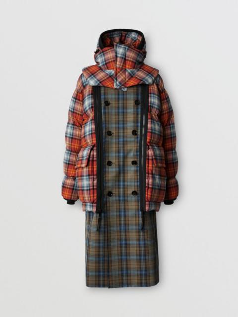 Burberry Sleeveless Check Trench Coat With Detachable Puffer