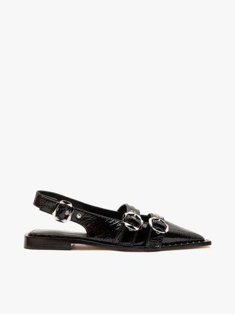 Larroudé Patti Flat Black Patent Leather