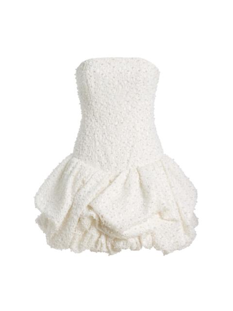 Aje. Juniper Pearl-Embellished Lace Bubble Mini Dress ivory