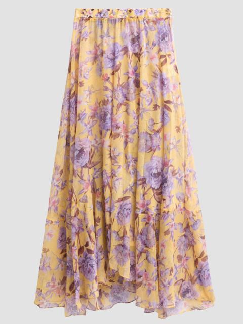 PatBO Women's Peony-Print Chiffon Maxi Skirt - Yellow
