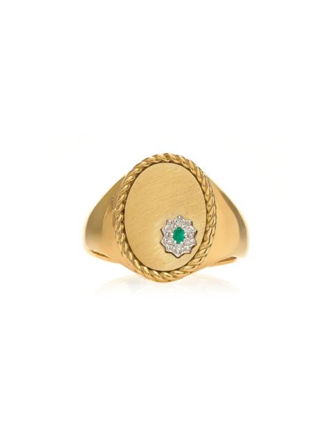 Yvonne Léon 9K Yellow Gold, Diamond, And Emerald Ring green