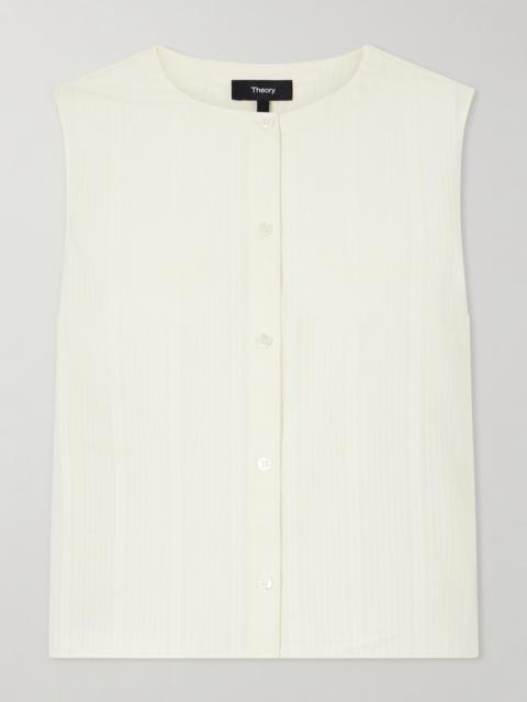 Theory Striped Cotton-voile Tank