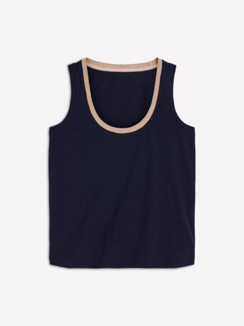 BODEN Metallic Trim Scoop Neck Vest-Navy