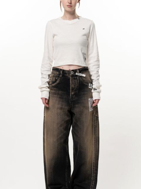 Maison MIHARAYASUHIRO V-Neck Cropped Long Sleeve T-Shirt