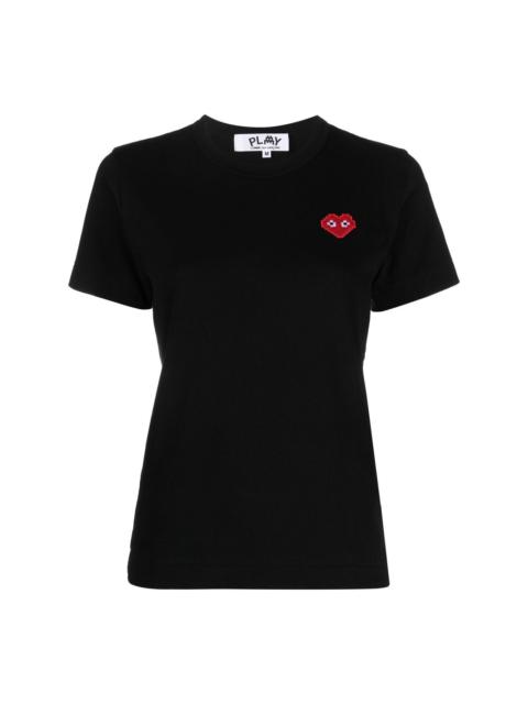 pixel heart embroidery T-shirt