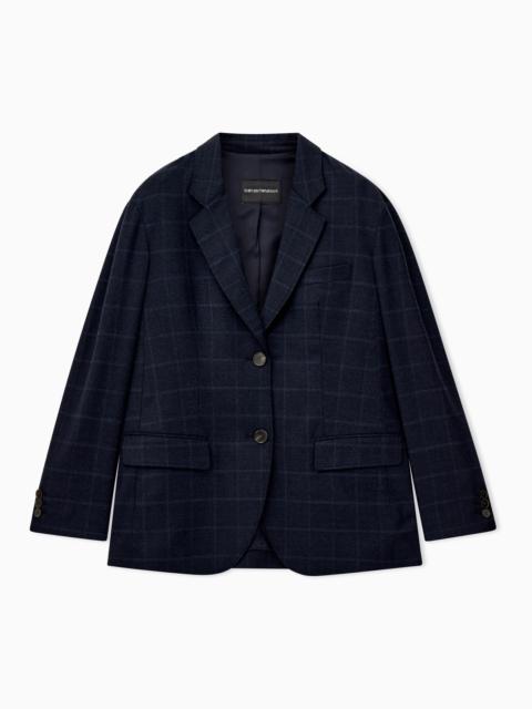 EMPORIO ARMANI SINGLE-BREASTED BLAZER IN CHECK STRETCH VIRGIN WOOL