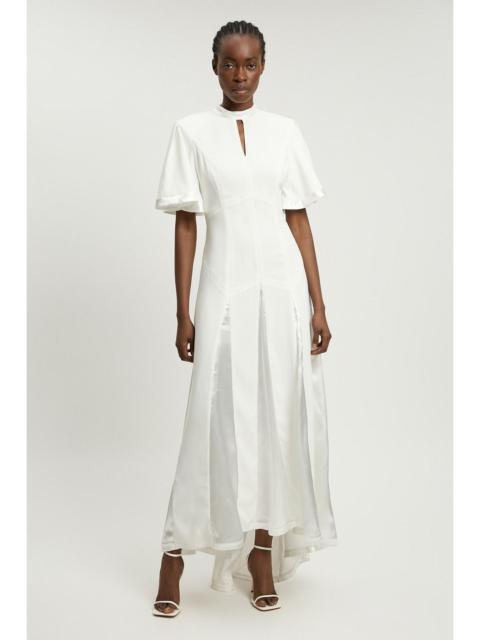 KAREN MILLEN Petite Satin Contrast Detail Woven Midi Dress
