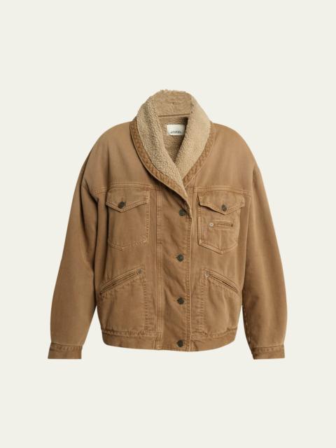 Isabel Marant Pimia Faux-Fur Lined Denim Jacket