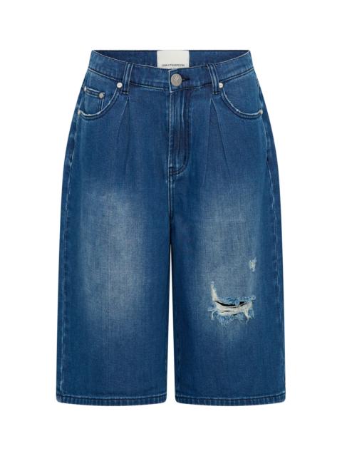 ONE TEASPOON Beastie Low Waist Wide Leg Denim Jorts - Rosewood