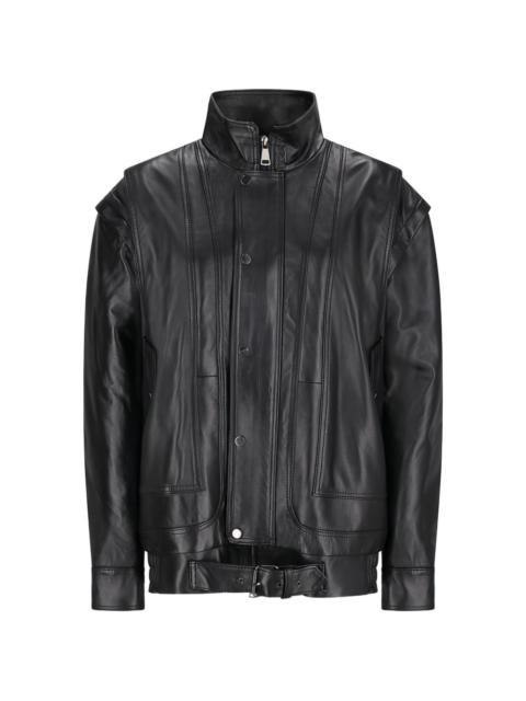 Alessandra Rich removable-sleeve leather bomber jacket