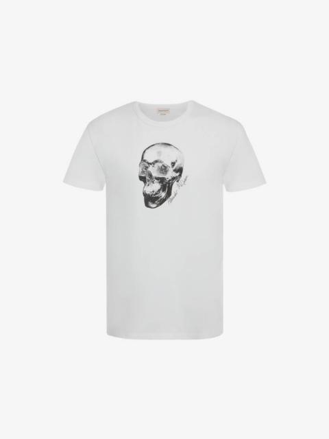 Alexander McQueen Skull Motif T-shirt in White/multicolour
