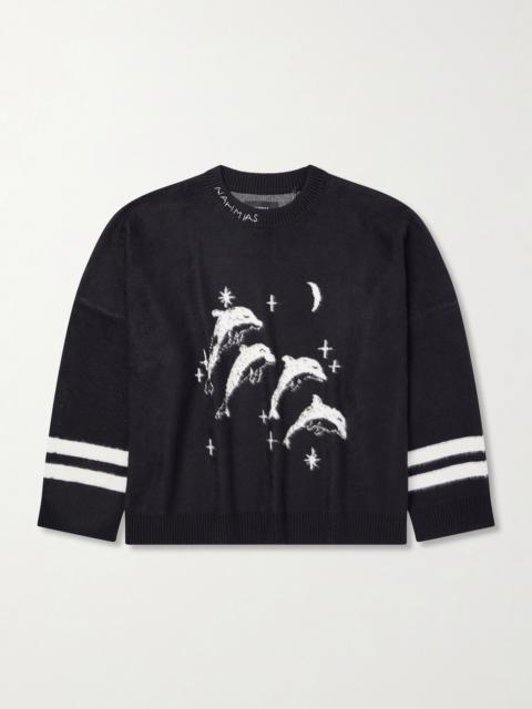 NAHMIAS Dolphin Dreams Logo-Embroidered Cotton and Wool-Blend Sweater