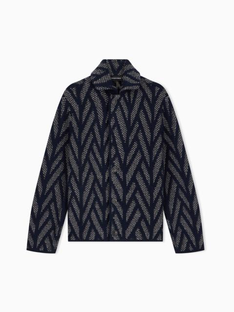 EMPORIO ARMANI SIGNATURE CAPSULE COLLECTION VIRGIN WOOL JACQUARD-KNIT BLOUSON