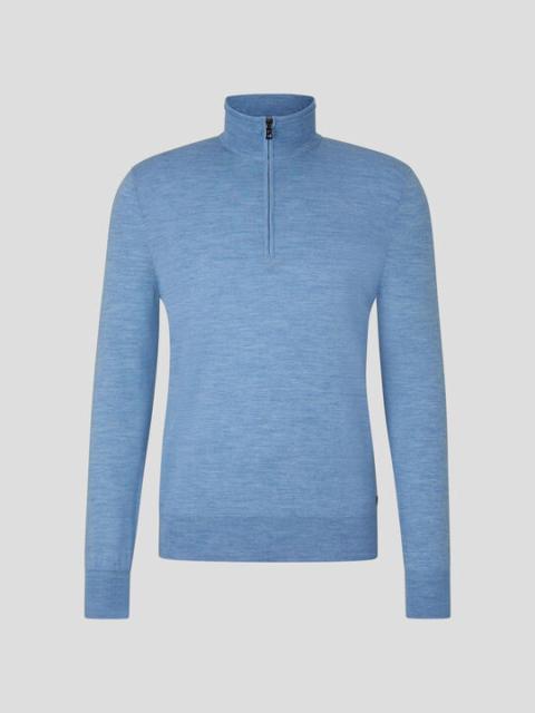 BOGNER Jouri half-zippered sweater in Light blue