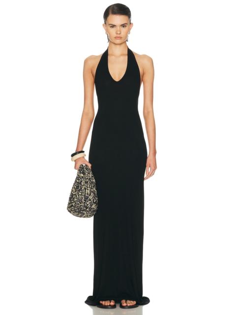 Enza Costa Silk Rib U Neck Halter Fluid Maxi Dress