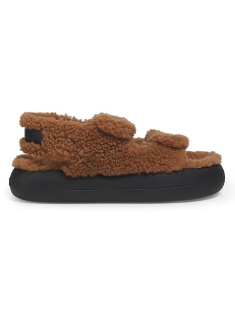 MOON BOOT Women's Shearling Sandals - Cognac