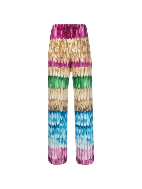 Valentino feather-print wide-leg trousers