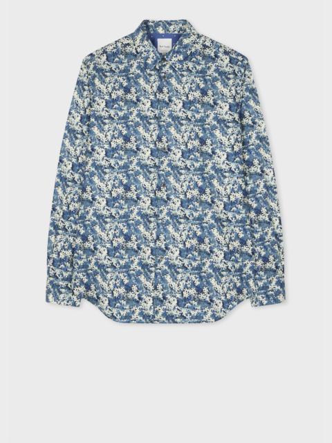 Paul Smith Indigo Flower Print Cotton Shirt