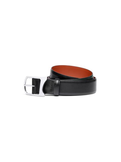 Santoni Men's green leather adjustable belt