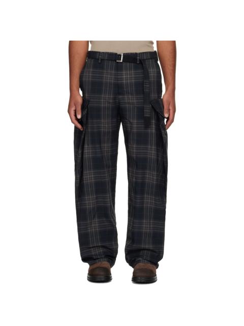 sacai Black Plaid Cargo Pants