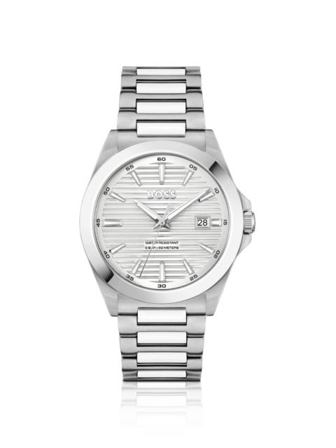 BOSS STRIKE STAINLESS-STEEL WATCH WITH RIDGED DIAL