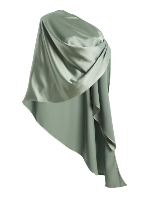 THE NEW ARRIVALS ILKYAZ OZEL Exclusive Fume Satin Top green