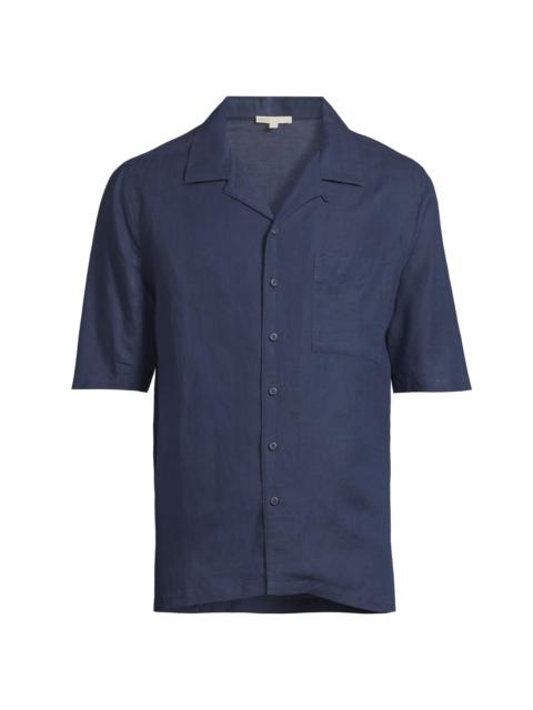 onia Men's Linen-Blend Camp Shirt - Deep Navy