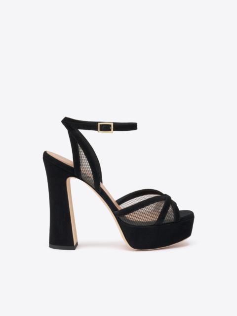 MALONE SOULIERS Sylvie 125 Black Mesh Platform Sandals
