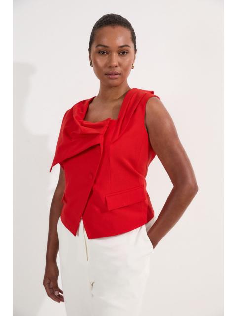 KAREN MILLEN Plus Size Tailored Drape Detail Sleeveless Jacket