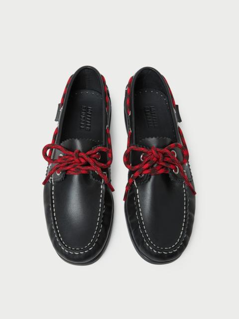 LOEFFLER RANDALL Franco Black Leather Boat Shoe