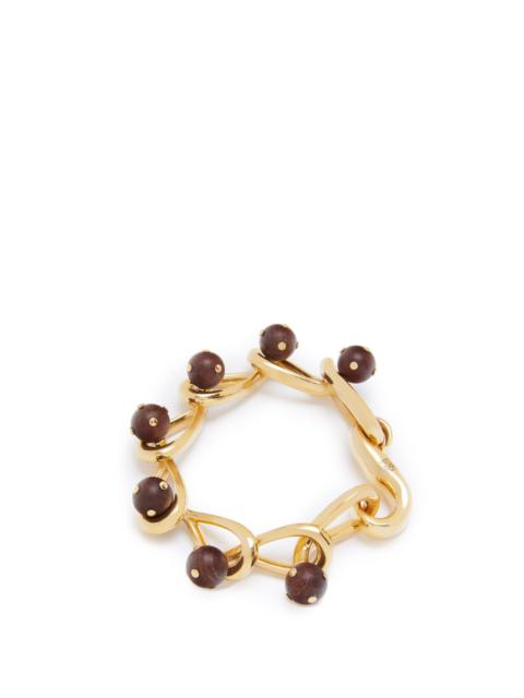 Loewe Drop chain bracelet in metal and wood