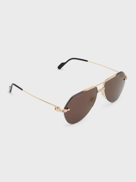 Cartier Men's Metal Aviator Sunglasses