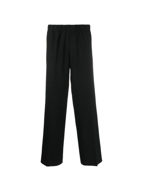 elasticated cotton wide-leg trousers