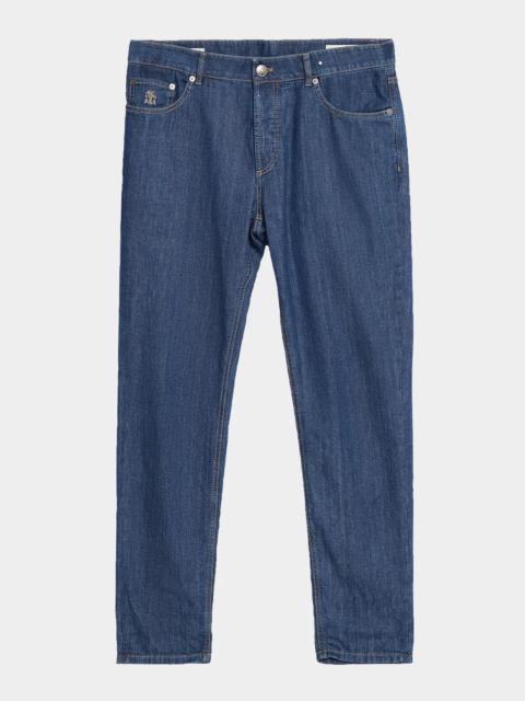 Brunello Cucinelli Men's Straight-Leg Denim Five-Pocket Pants