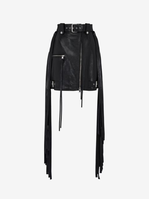 Alexander McQueen Women's Fringed Biker Mini Skirt in Black