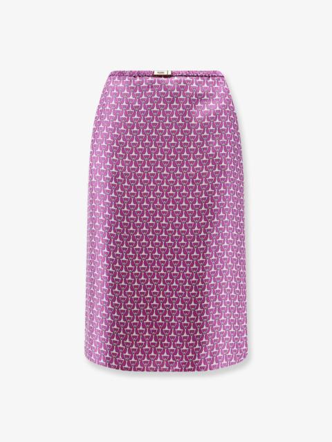 GUCCI Silk Skirt With Horsebit Print