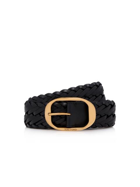 TOM FORD WOVEN LEATHER OVAL BELT