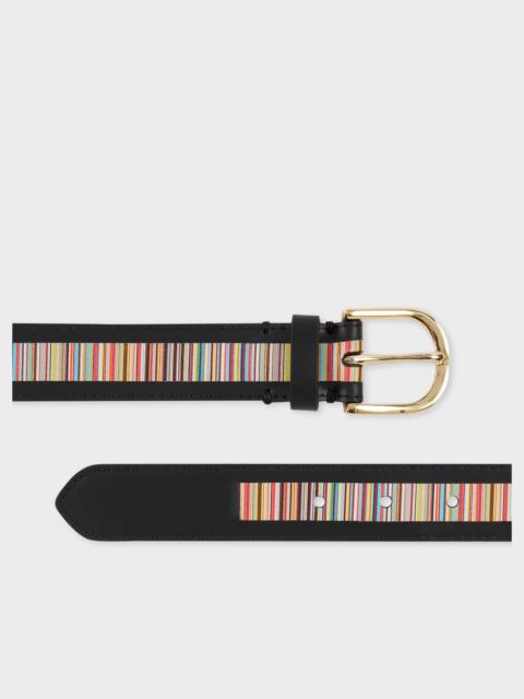 Paul Smith Black Leather 'Signature Stripe' Belt