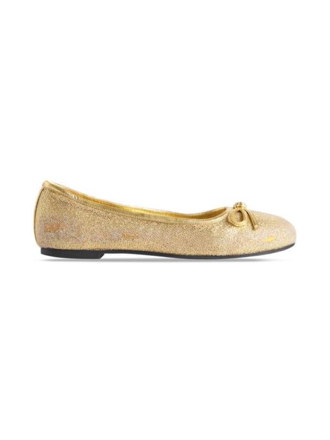 BALENCIAGA Women's Leopold Ballerina in Gold