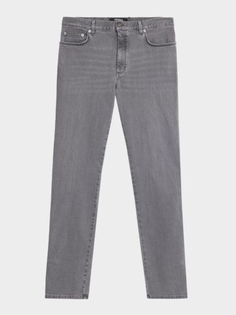 ZEGNA Men's Grey Denim Slim-Straight Leg Jeans