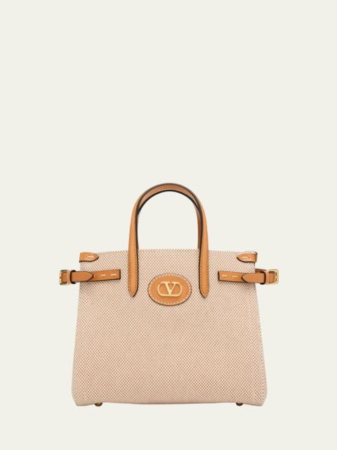 Valentino Antibes Small Canvas Shopping Tote Bag