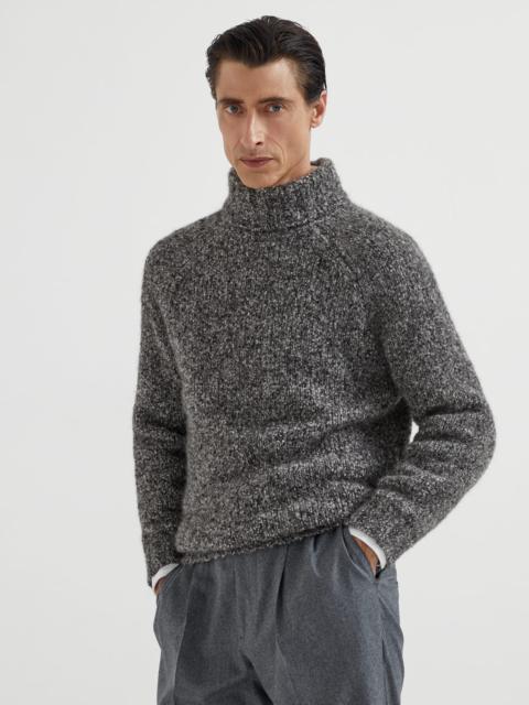 Brunello Cucinelli Flecked alpaca, virgin wool and cashmere turtleneck sweater with raglan sleeves