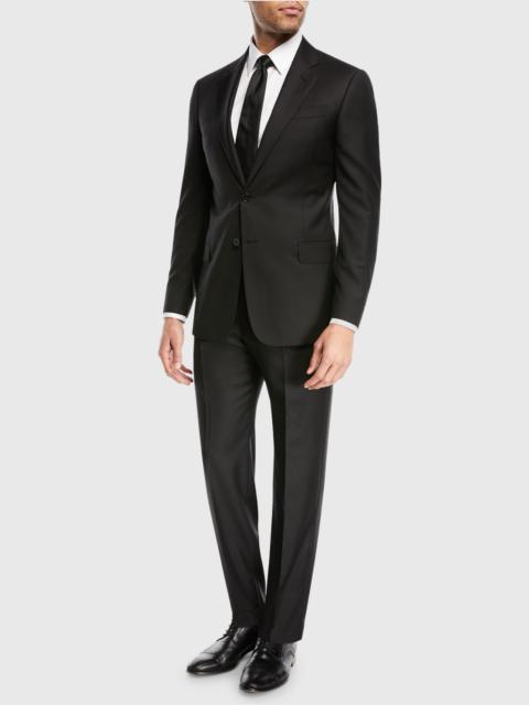 EMPORIO ARMANI Super 130s Wool Two-Piece Classic Fit Suit, Black