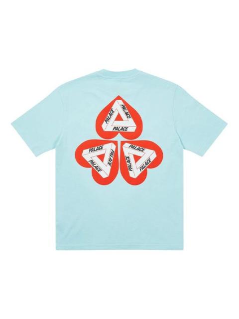 PALACE 채용 정보 심장 모양 Tri-FERg 본 짧은 소매 Unisex 빛 파란 P20TS109