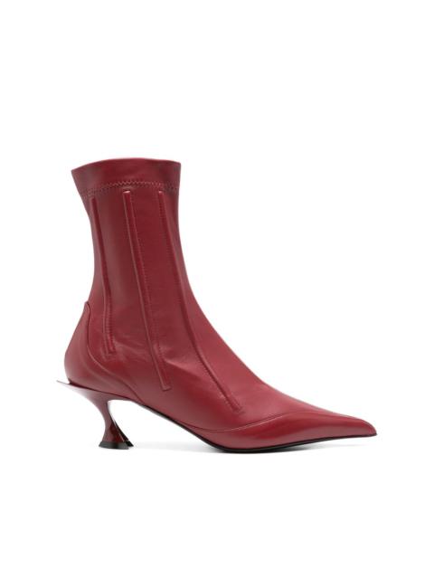 55mm boned leather fang boots