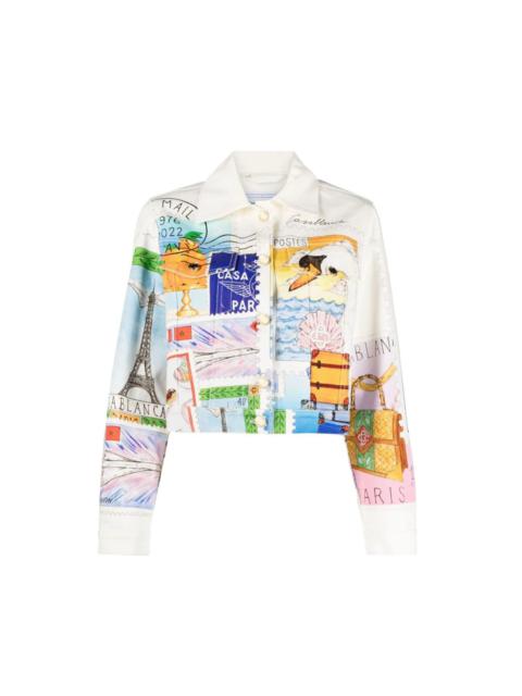 CASABLANCA Souvenirs De Vacances Classic Printed Denim Jacket