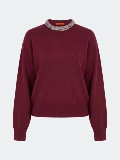 SIMONMILLER Lillian Embellished Sweater In Bordeaux