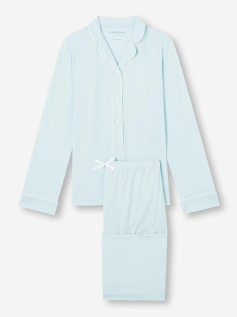 Derek Rose Women's Pajamas Lara Micro Modal Stretch Ice Blue